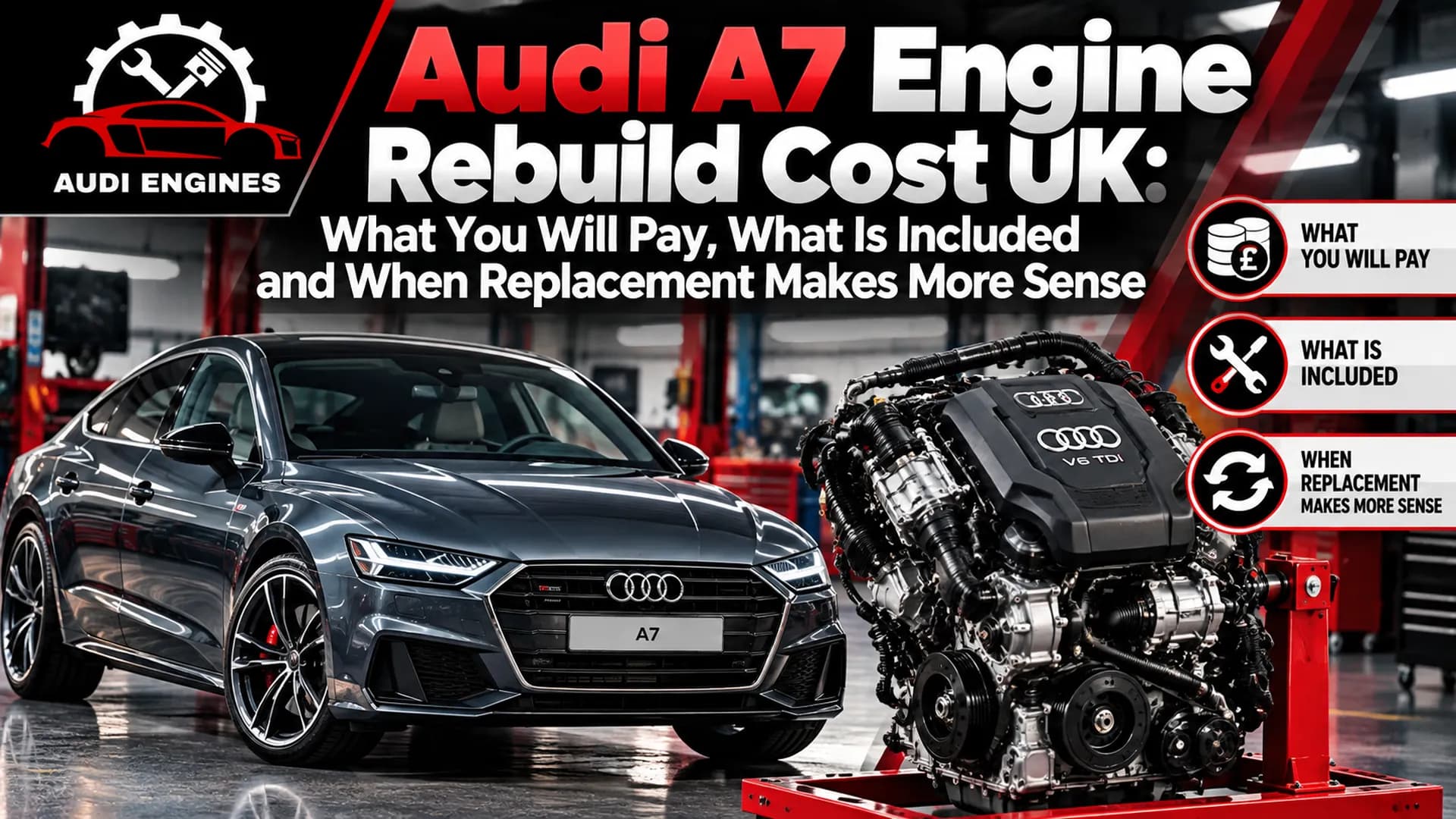 Audi A7 Engine Rebuild Cost UK: What You Will Pay, What Is Included and When Replacement Makes More Sense